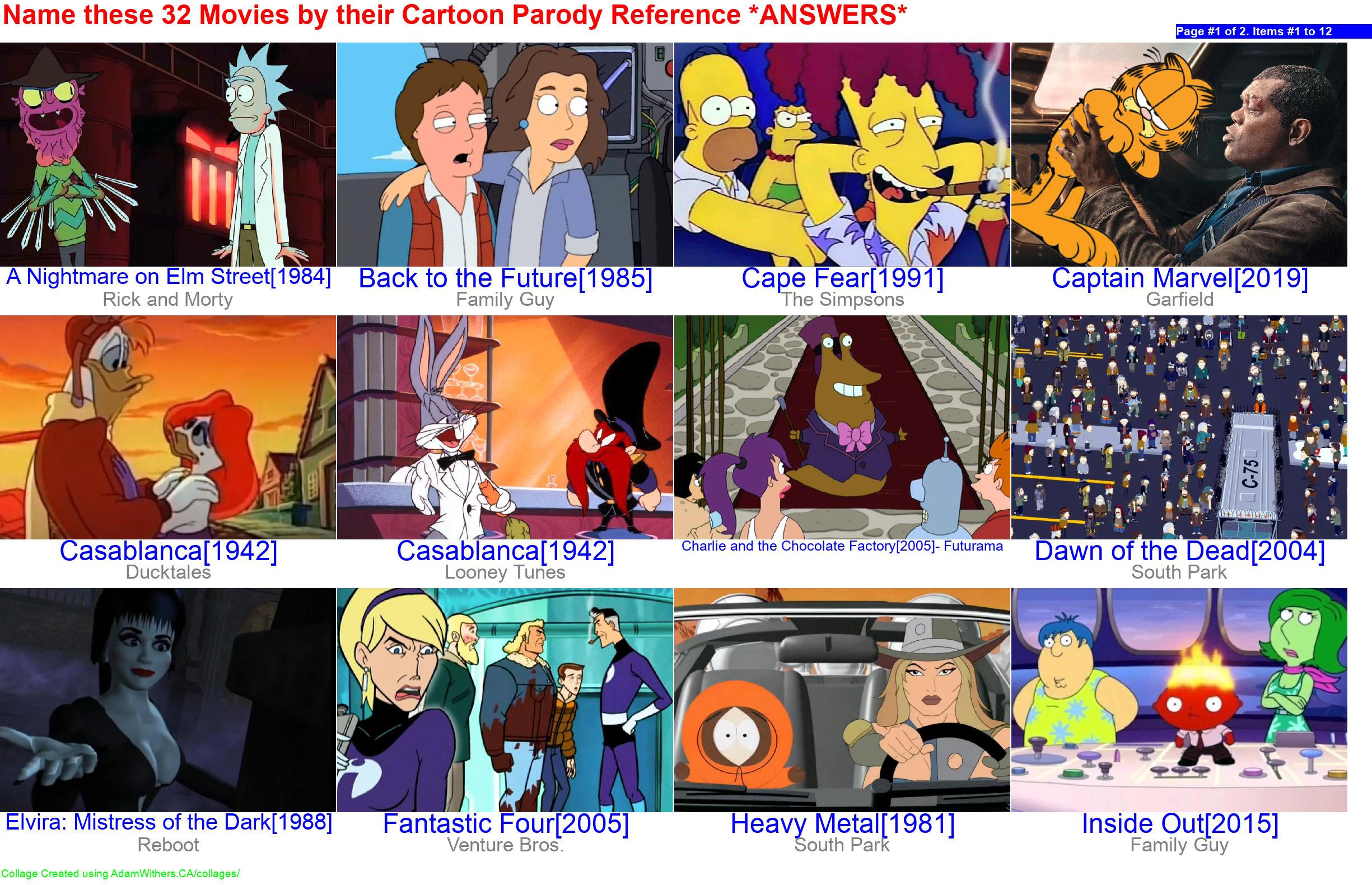 CollageA: guessMovieByCartoonReference Page 1